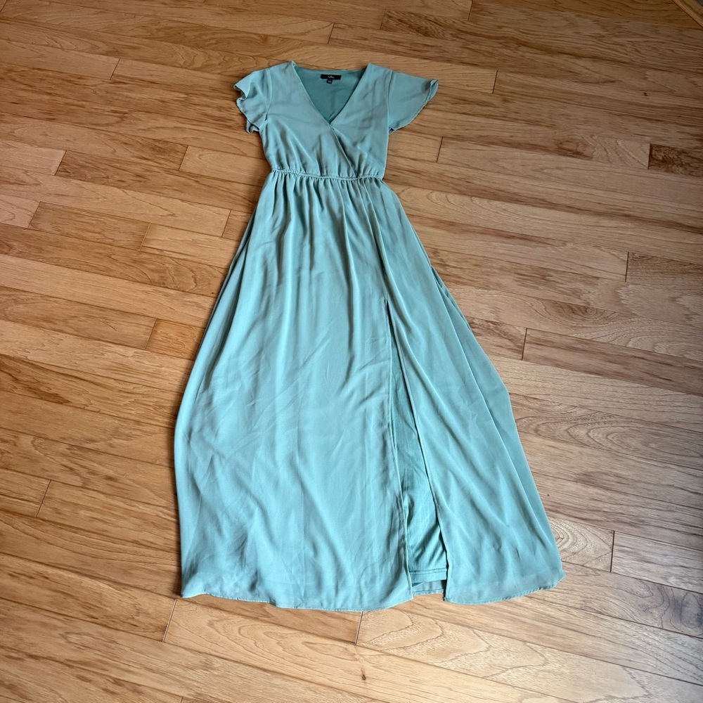 Lulus Elegant Sage Green Maxi Chiffon Dress